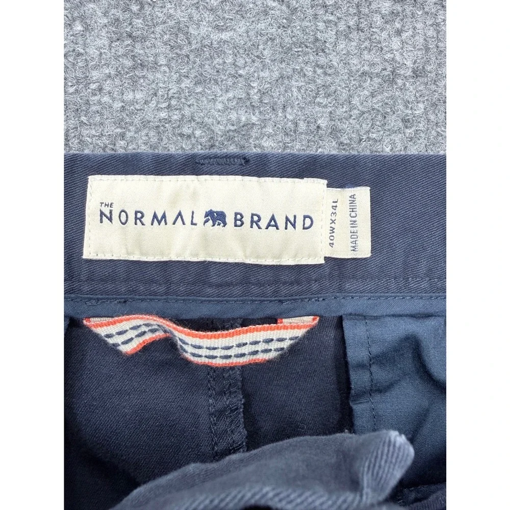 The Normal Brand Mens 40x34 Navy Blue Straight Leg Flat Front Chino Pants Top